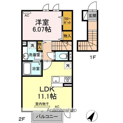 トレビナＩＩ[1LDK/46.27m2]の間取図