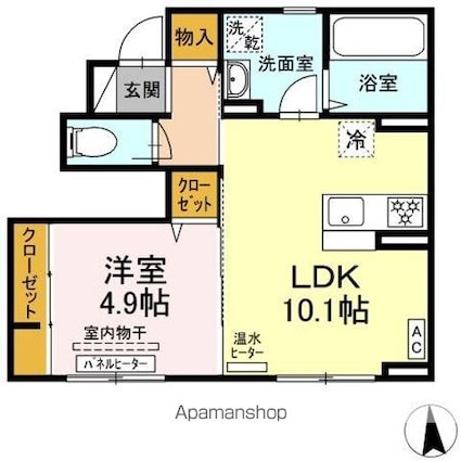 ハイグランド石江[1LDK/39.95m2]の間取図