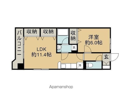 シャングリラ[1LDK/41.76m2]の間取図