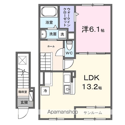 ラ・ヴィット[1LDK/50.43m2]の間取図