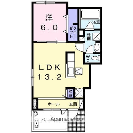 マナ・エヴァル[1LDK/47.76m2]の間取図