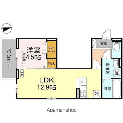 アルチェヴィータ[1LDK/44.01m2]の間取図