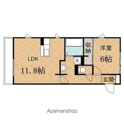 ドルチェヴィータ[1LDK/45.54m2]の間取図