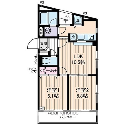 ＯＣＴＯＦＯＬＩＡ[2LDK/51.4m2]の間取図