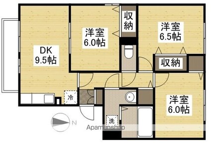 セジュールユウキ[3DK/65.46m2]の間取図