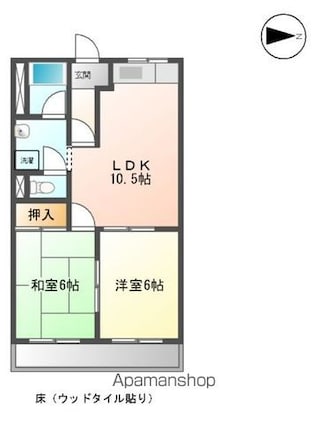 エルハイム旭[2LDK/44.55m2]の間取図