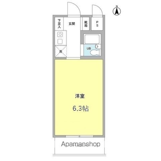 ウッドクレスト砧ＡＢＣ棟[1R/16.74m2]の間取図