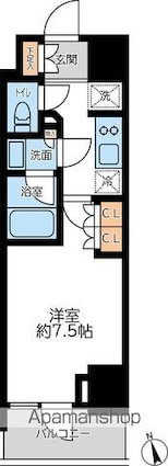 プライマル浅草言問通[1K/25.48m2]の間取図