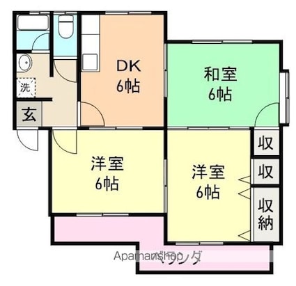 ベルセゾンＡ[3DK/55m2]の間取図