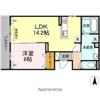 Ｓｅｊｏｕｒ木之庄Ⅱ[1LDK/48.85m2]の間取図