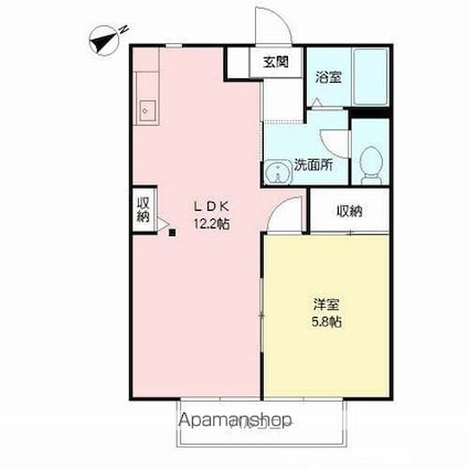 熊本県宇城市不知火町高良[1LDK/41.67m2]の間取図
