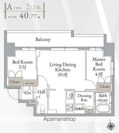 ＬｉｖｅＣａｓａ高円寺[2LDK/40.77m2]の間取図