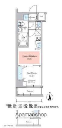 アーバネックス菊川Ⅱ[1DK/25.26m2]の間取図