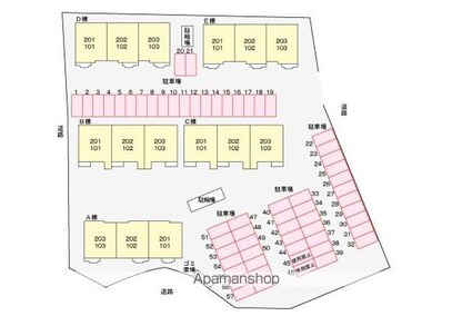 サンシティー国府Ｂ[2LDK/65.07m2]の配置図