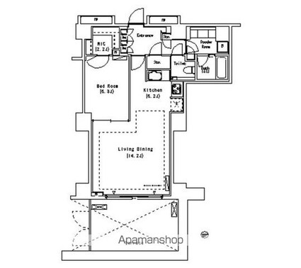 パークアクシス代官山[1LDK/64.43m2]の間取図