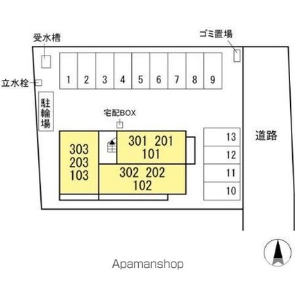 カルテット　Ｂ棟[1LDK/43.61m2]の配置図