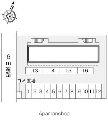 レオパレスはぴねすＤ[1K/20.28m2]の配置図