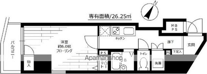 ステージファースト三軒茶屋[1K/26.25m2]の間取図