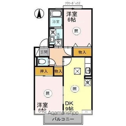 コーポラスＩＴＯⅡ　Ａ[2DK/50.38m2]の間取図