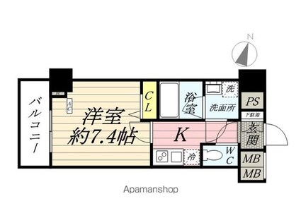 メインステージ板橋本町駅前Ⅱ[1K/26.46m2]の間取図