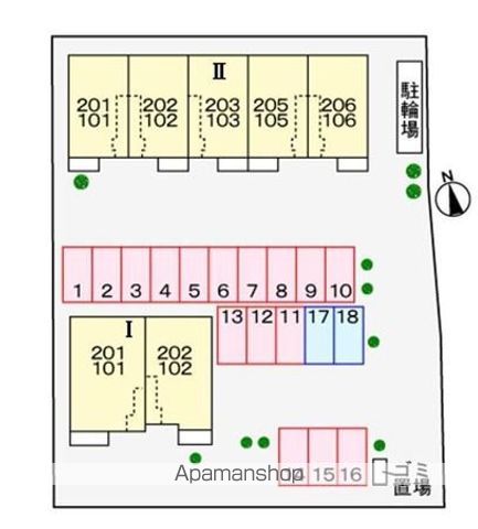 ラ・メール　Ⅱ[1LDK/44.39m2]の配置図