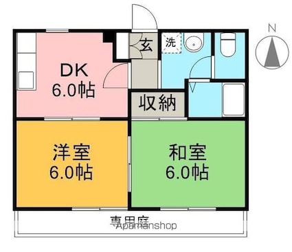 ハイツぶどうの木Ⅱ[2DK/40.92m2]の間取図