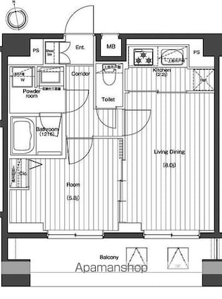 プレミアムキューブＧ北新宿[2K/40.92m2]の間取図