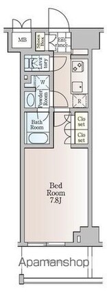 ウィルテラス森下三丁目[1K/25.25m2]の間取図