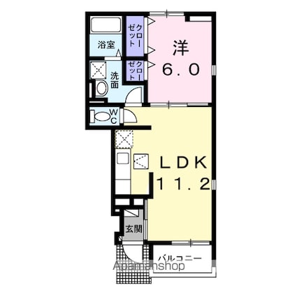 ジプソフィル[1LDK/40.65m2]の間取図