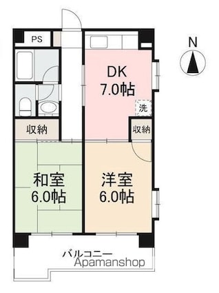 プラザ・アンジェロ[2DK/43.74m2]の間取図