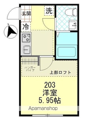 神奈川県横浜市磯子区中原４丁目[1K/19.2m2]の間取図