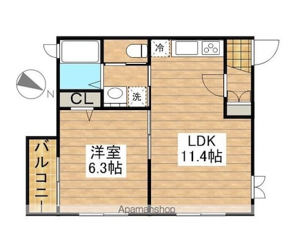 東京都世田谷区南烏山４丁目[1LDK/39m2]の間取図