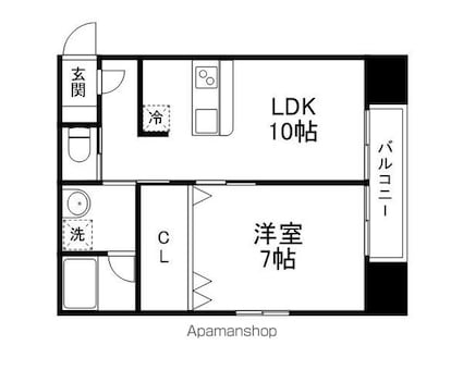 滋賀県近江八幡市長光寺町[1LDK/40.6m2]の間取図