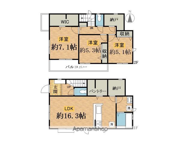八王子市 2階建 築3年の間取り写真