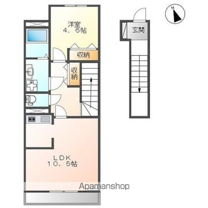 グランドソレーユ壱番館[1LDK/42.88m2]の間取図