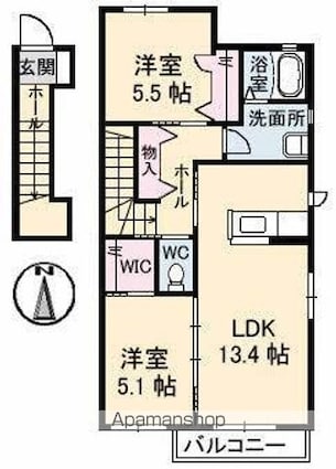 ウィステリア[2LDK/64.4m2]の間取図