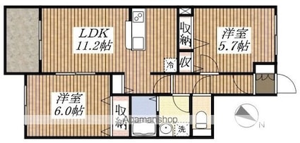 ポワンダンデ[2LDK/53.58m2]の間取図
