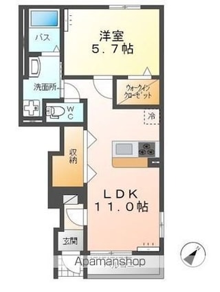 ロイヤルヒルズ（Ｒｏｙａｌ　Ｈｉｌｌｓ）[1LDK/43.23m2]の間取図