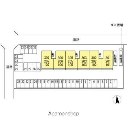 ウィステリア太田[2LDK/58.07m2]の配置図