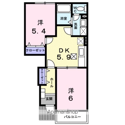 コージーハウス石井Ｃ[2DK/42.77m2]の間取図