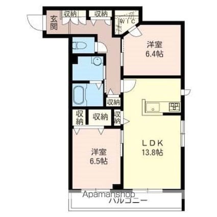 プレミアムコート蘆花[2LDK/66.6m2]の間取図