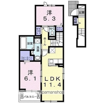香川県高松市木太町[2LDK/59.66m2]の間取図