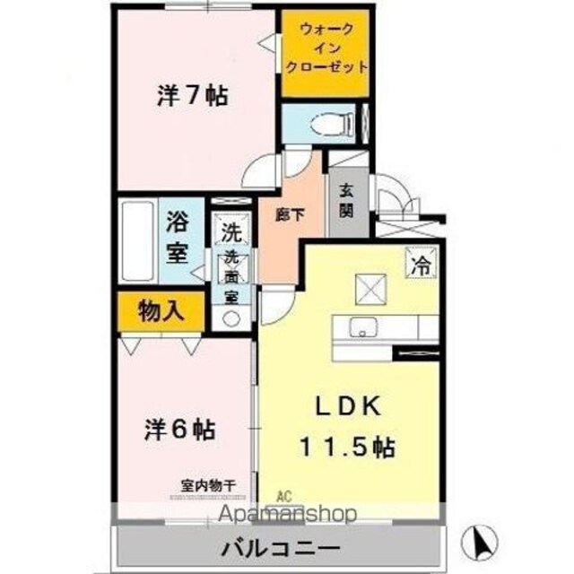 和歌山県和歌山市加納[2LDK/58.07m2]の間取図