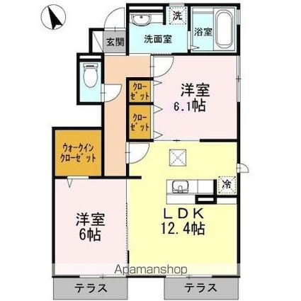 プリムローズ浜田山[2LDK/61.97m2]の間取図