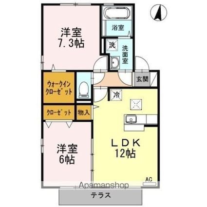 メルベーユ　Ｂ棟[2LDK/59.58m2]の間取図