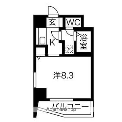 アビタシオン鶴舞[1K/24.36m2]の間取図