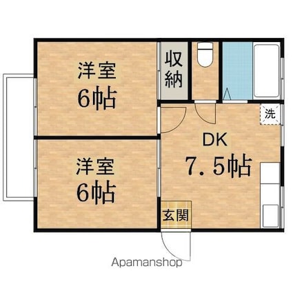 白百合荘[2DK/39.75m2]の間取図