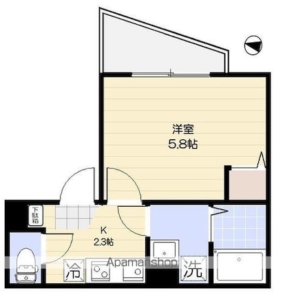 エクセラン堀切菖蒲園[1K/20.56m2]の間取図