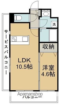 フェリーチェ薬師堂[1LDK/35.66m2]の間取図