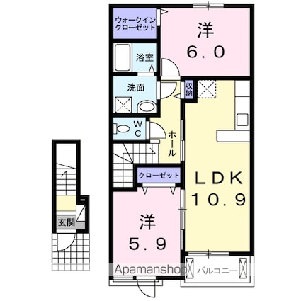 ジェルメⅦ[2LDK/57.21m2]の間取図